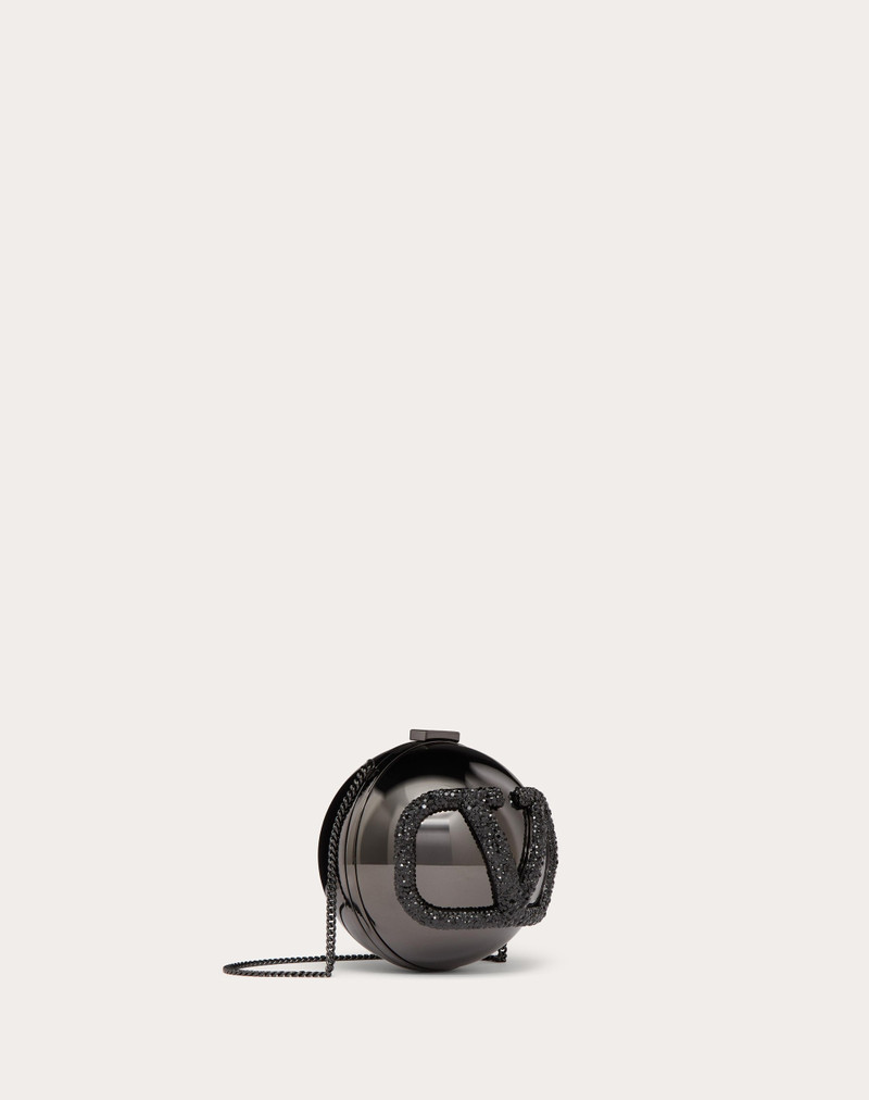 VLOGO SIGNATURE METAL AND RHINESTONE MINAUDIÈRE 3