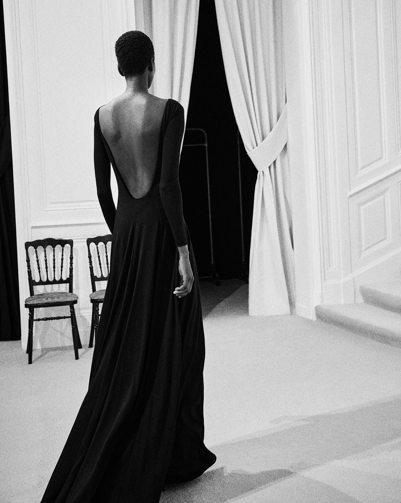 long backless dress in wool - 2