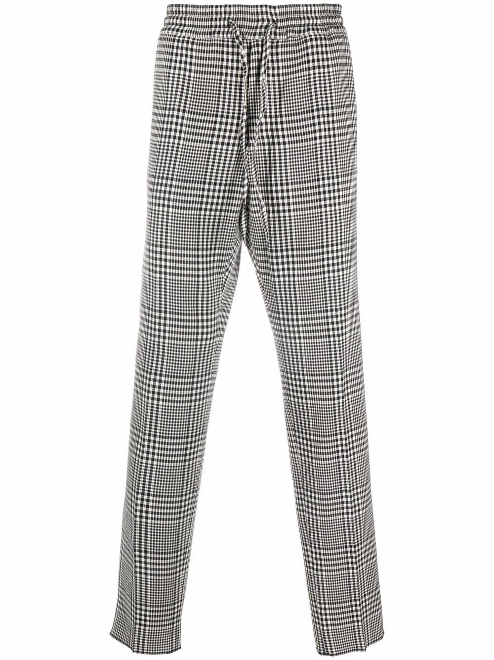 drawstring-waistband checkered trousers - 1