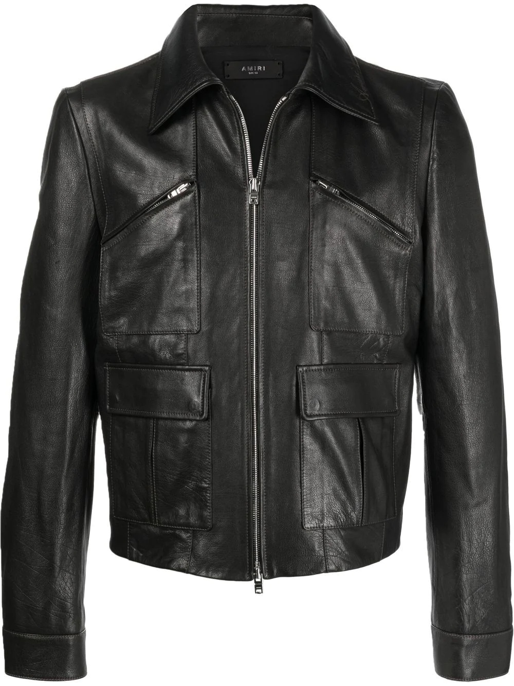 zip-up leather jacket - 1