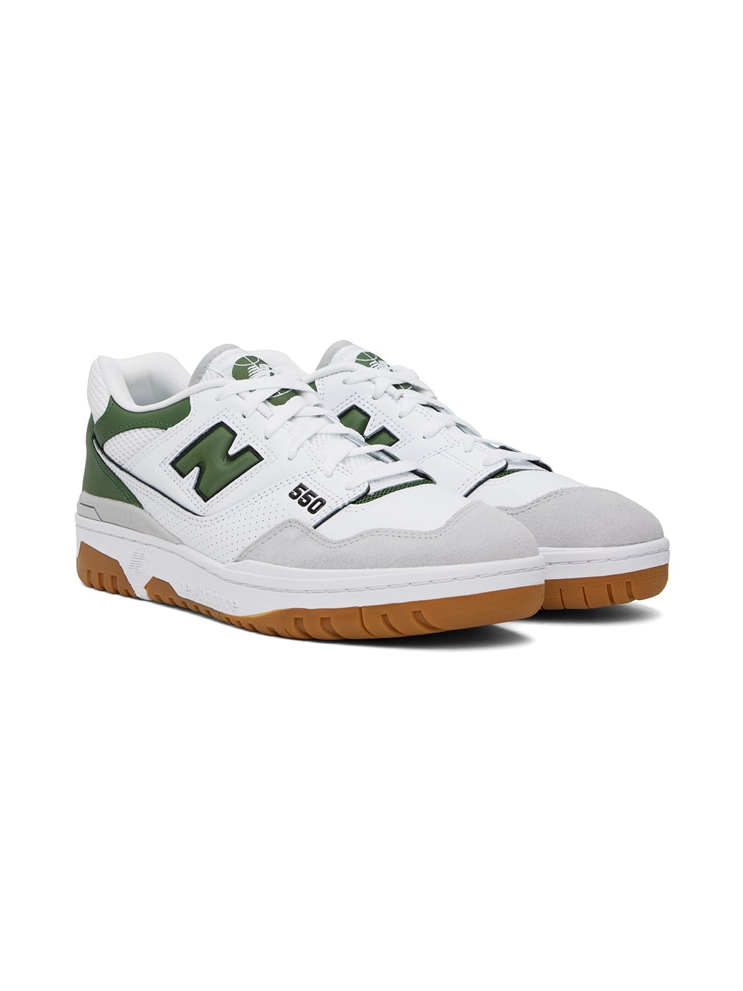 White & Green 550 Sneakers - 4