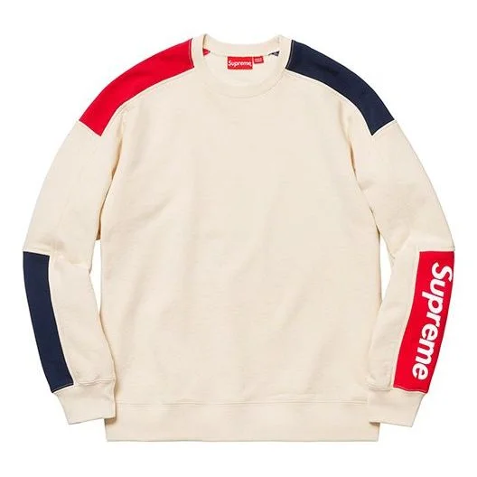 대 SS19 공식 Crewneck 자연적인 로고 Colorblock는 Unisex 베이지 SUP-SS19-001를 선회했습니다 - 1