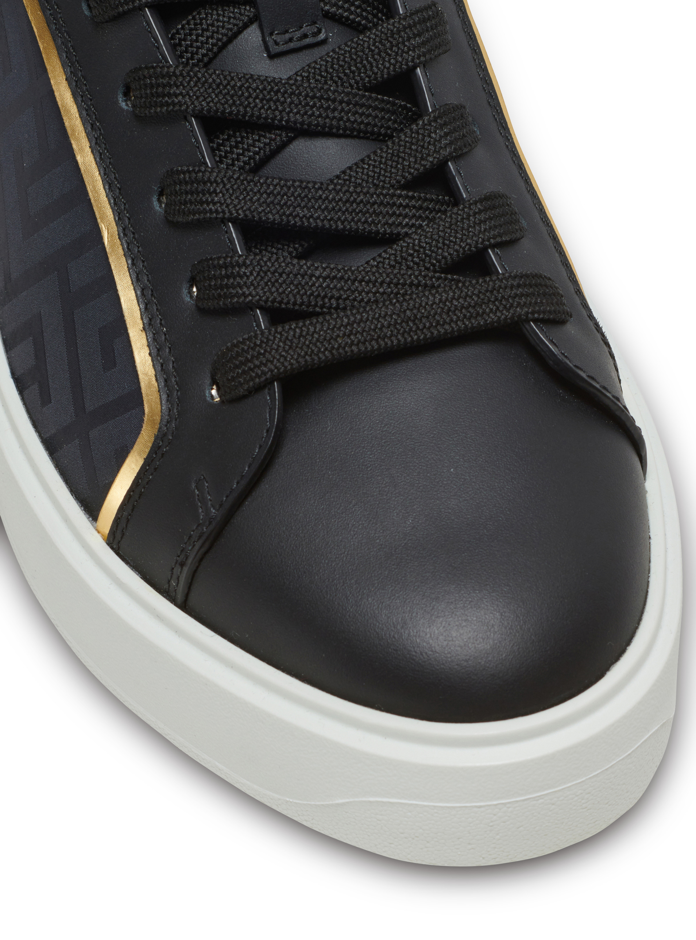 B-Court monogrammed nylon and leather trainers - 5