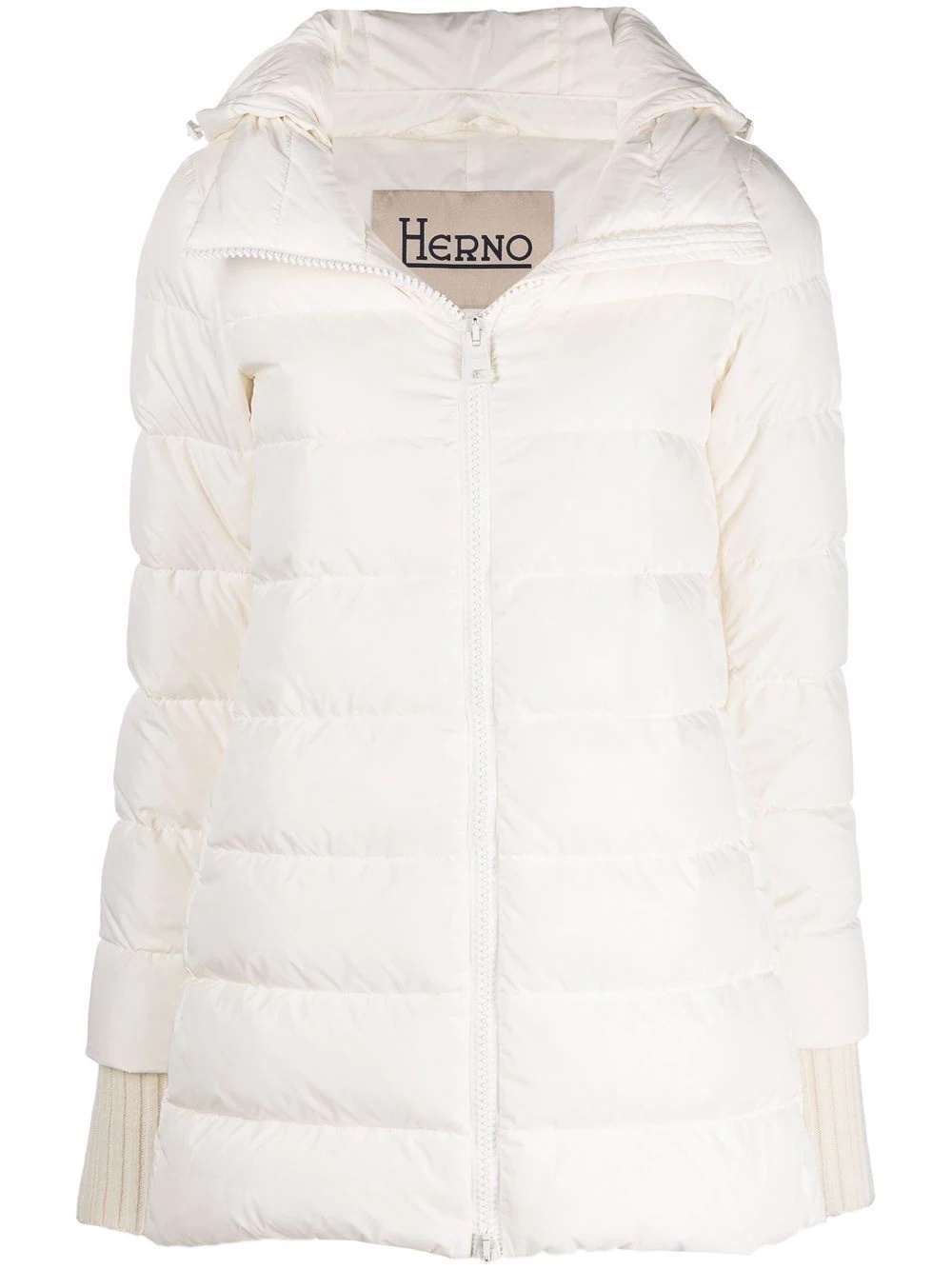 hooded feather-down padded coat - 1