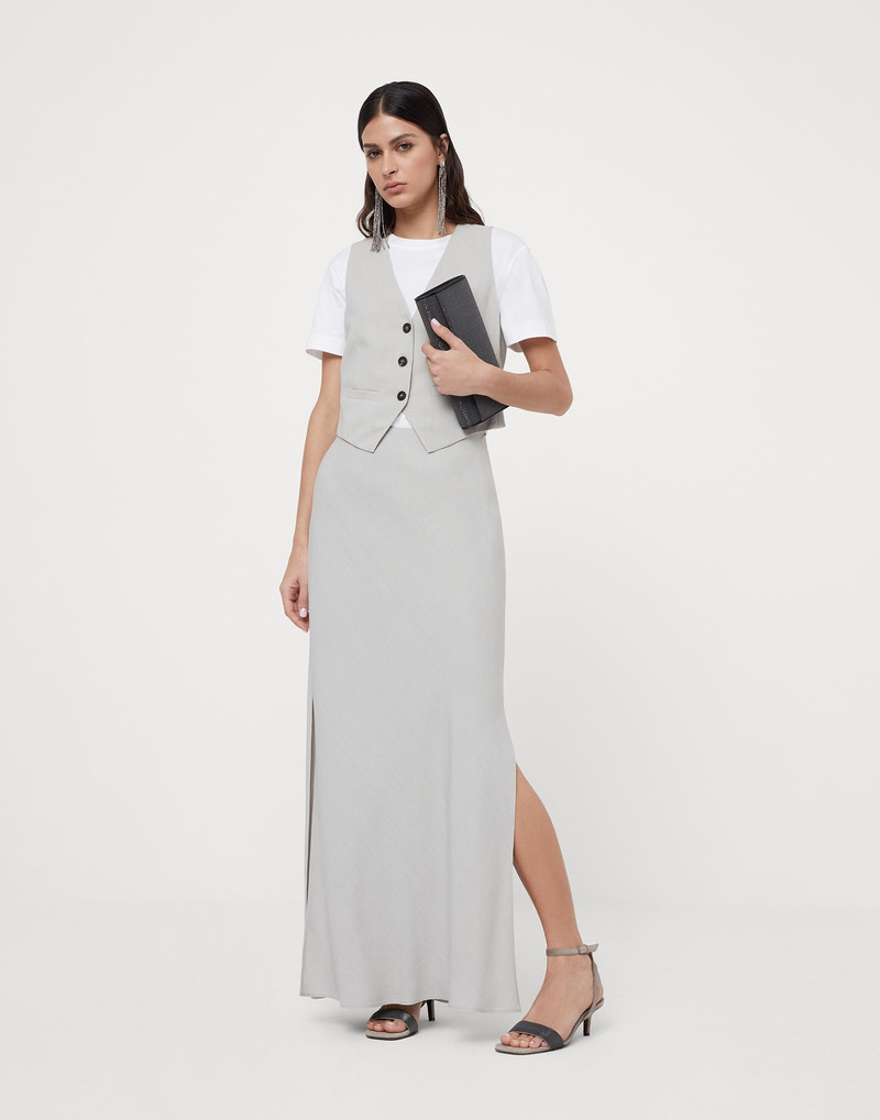 Viscose and linen fluid twill waistcoat with monili 5