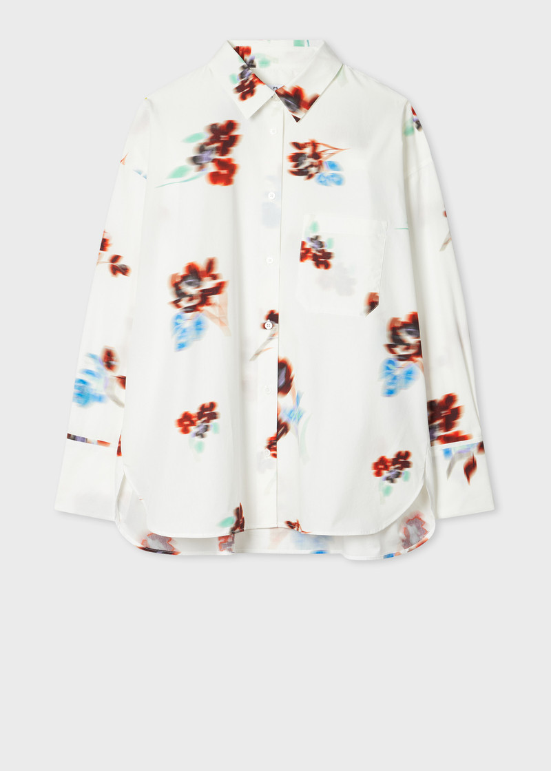 Women' White 'Hazy Floral' Cotton Shirt 1