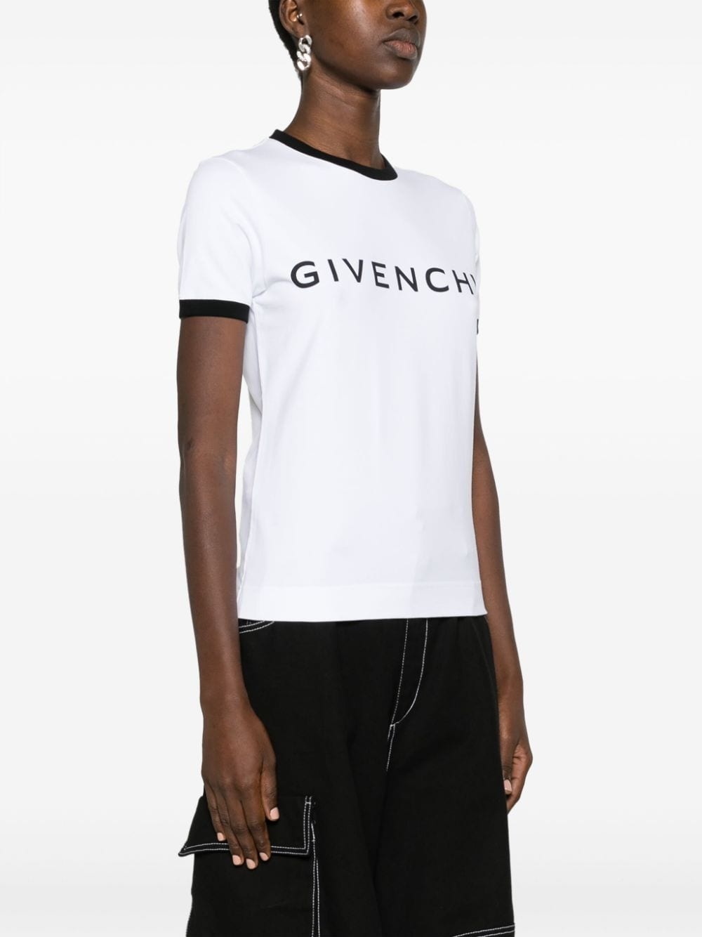 ☆.。様w wht1 Givenchy White/Black logo-print cotton T-shirt | farfetch