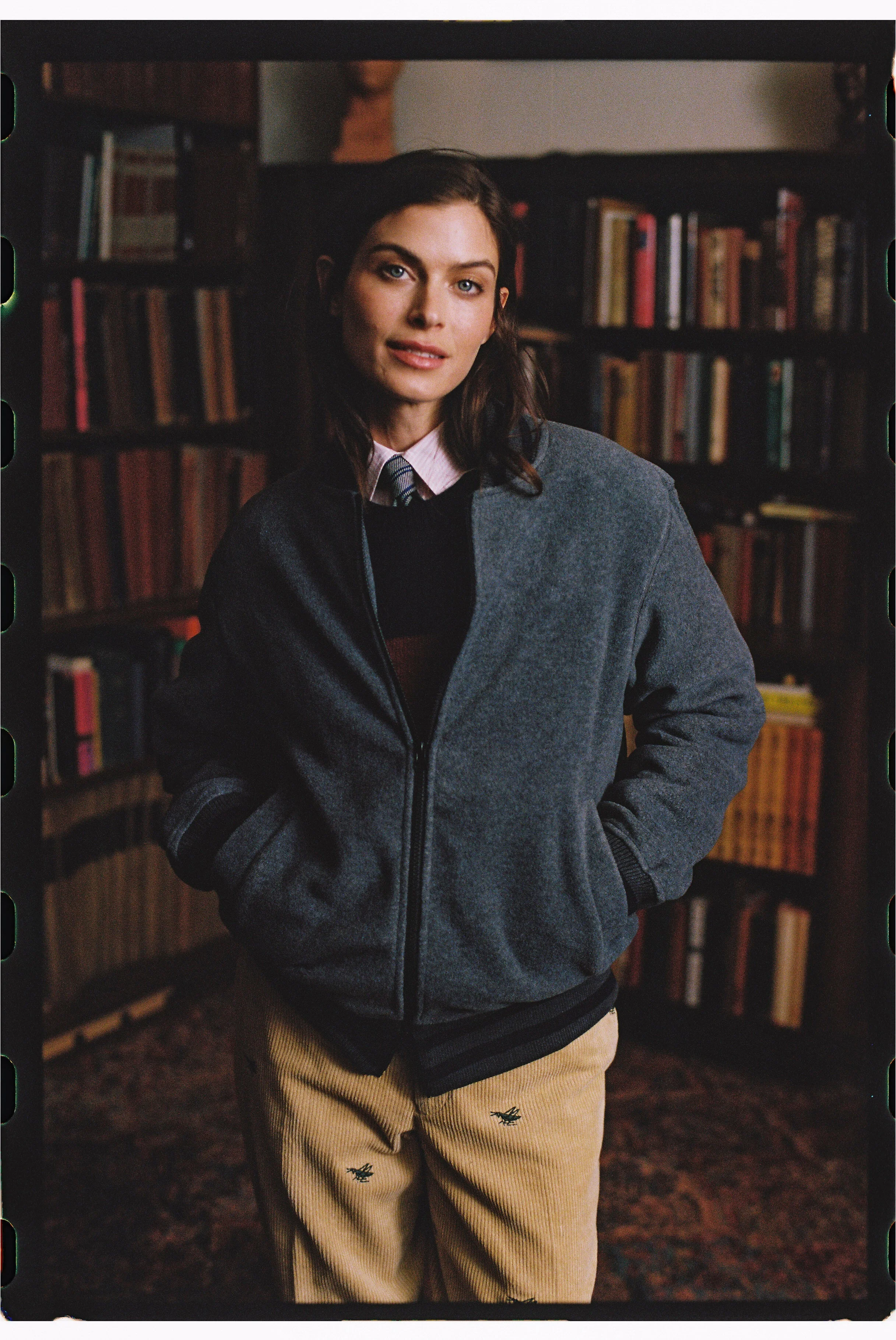 CHARCOAL POLAR FLEECE TRACK JACKET - TRIM FIT - 1