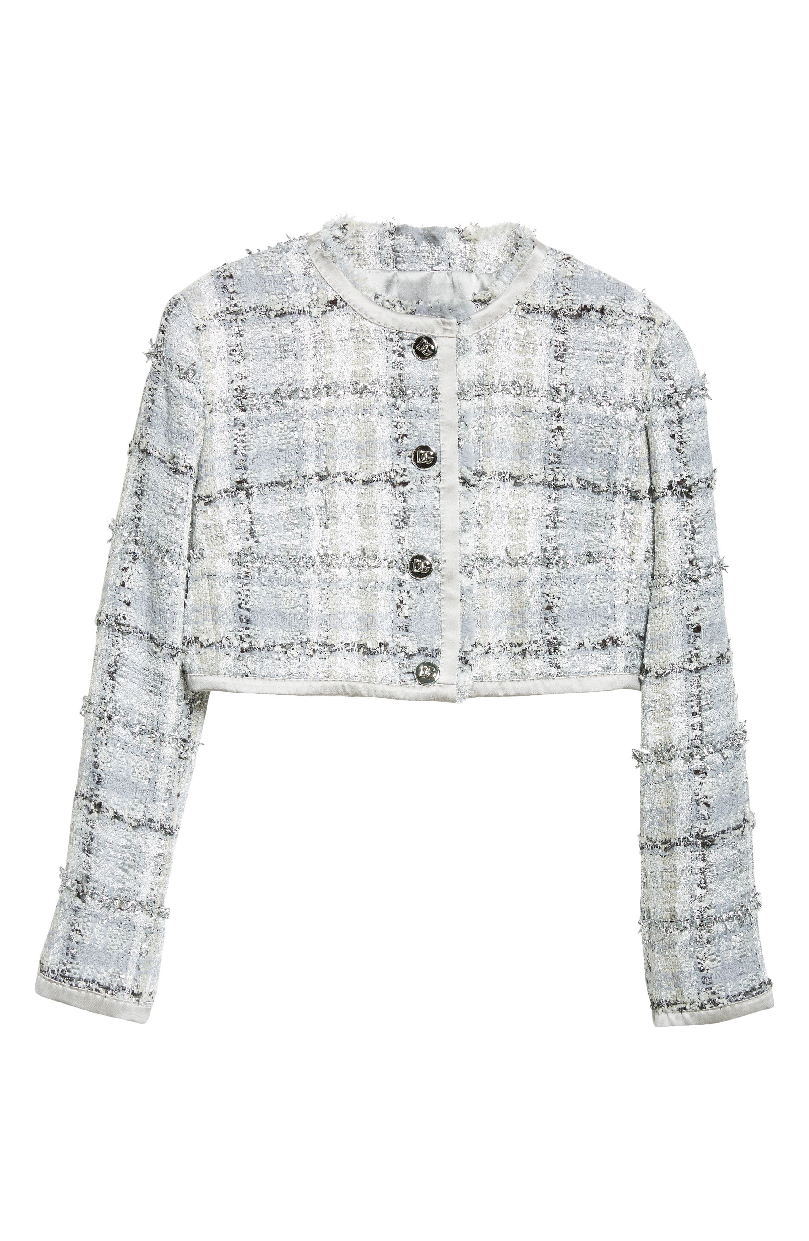Dolce&Gabbana Check Raschel Tweed Crop Jacket in S8100 Quadri-Check-Tartan at Nordstrom - 7