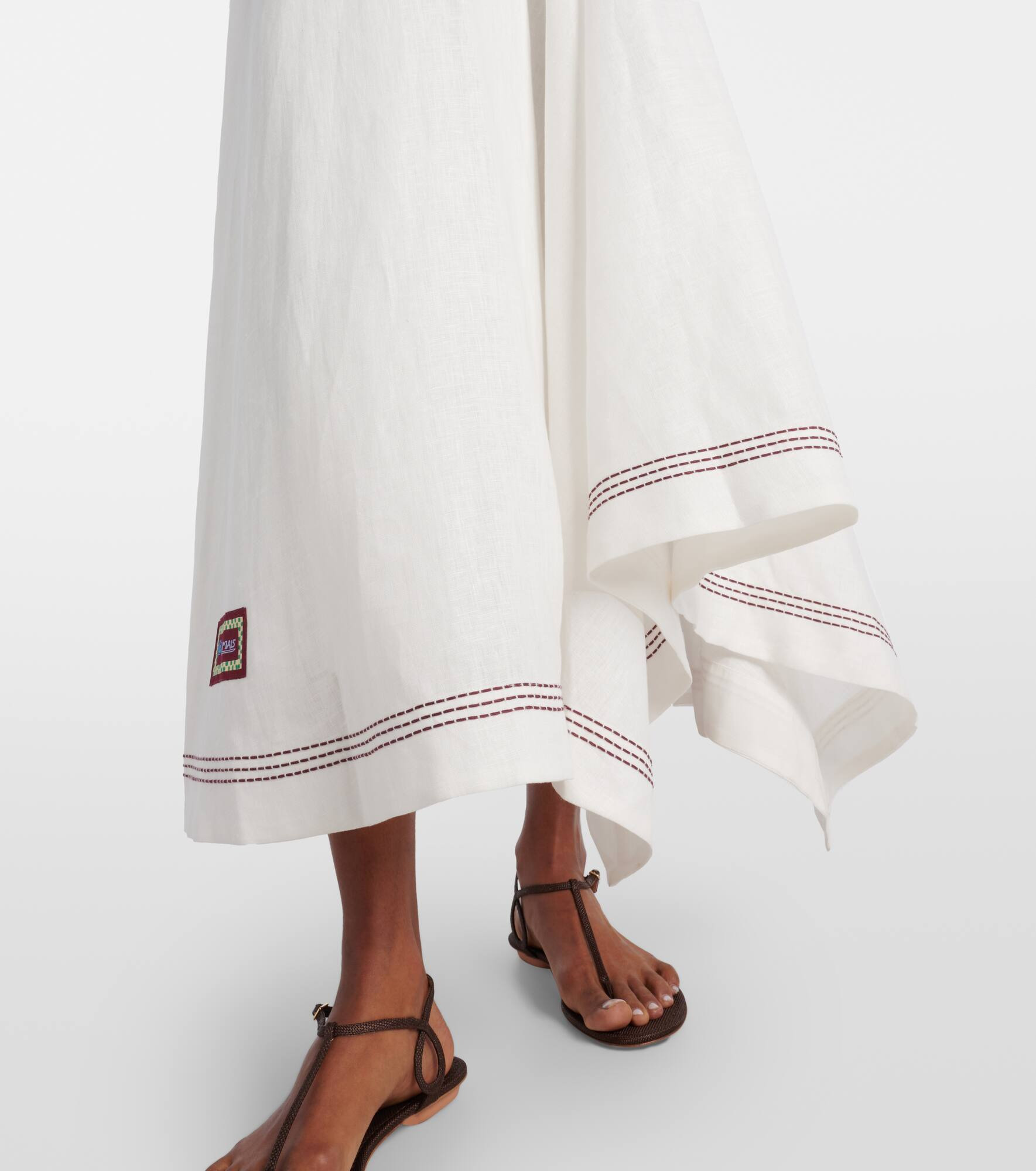 Magnolia embroidered linen midi dress - 6