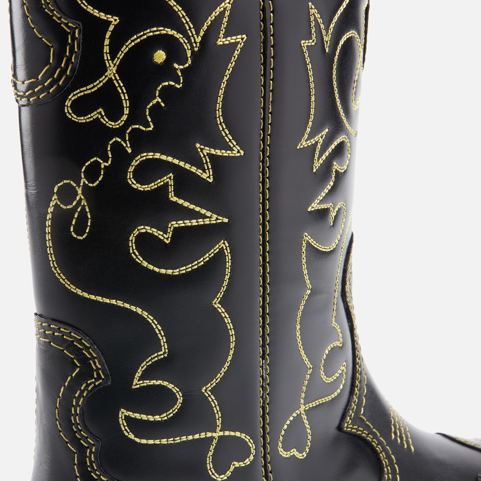 Ganni Women's Embroidered Leather Western Boots - 4