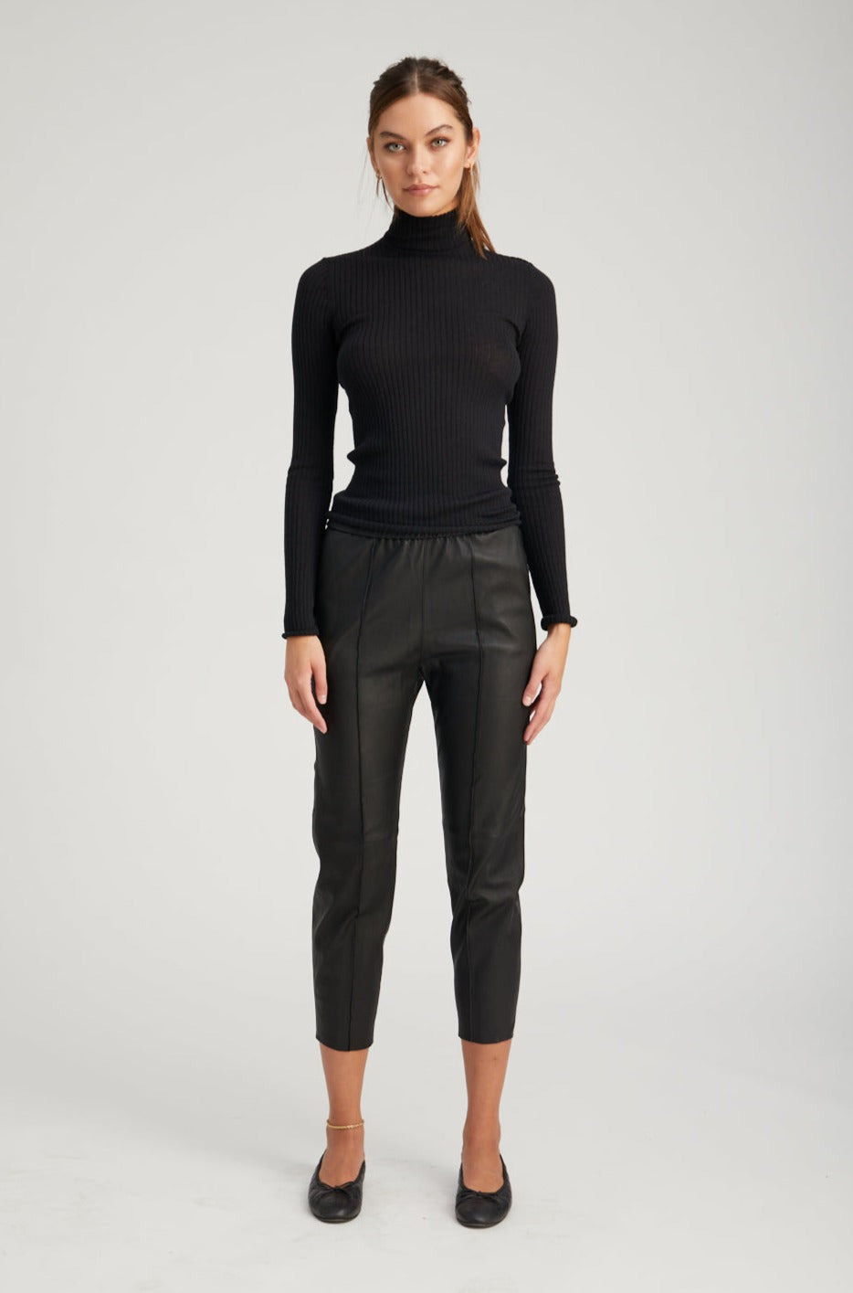 BLACK LEATHER JOGGERS - 2
