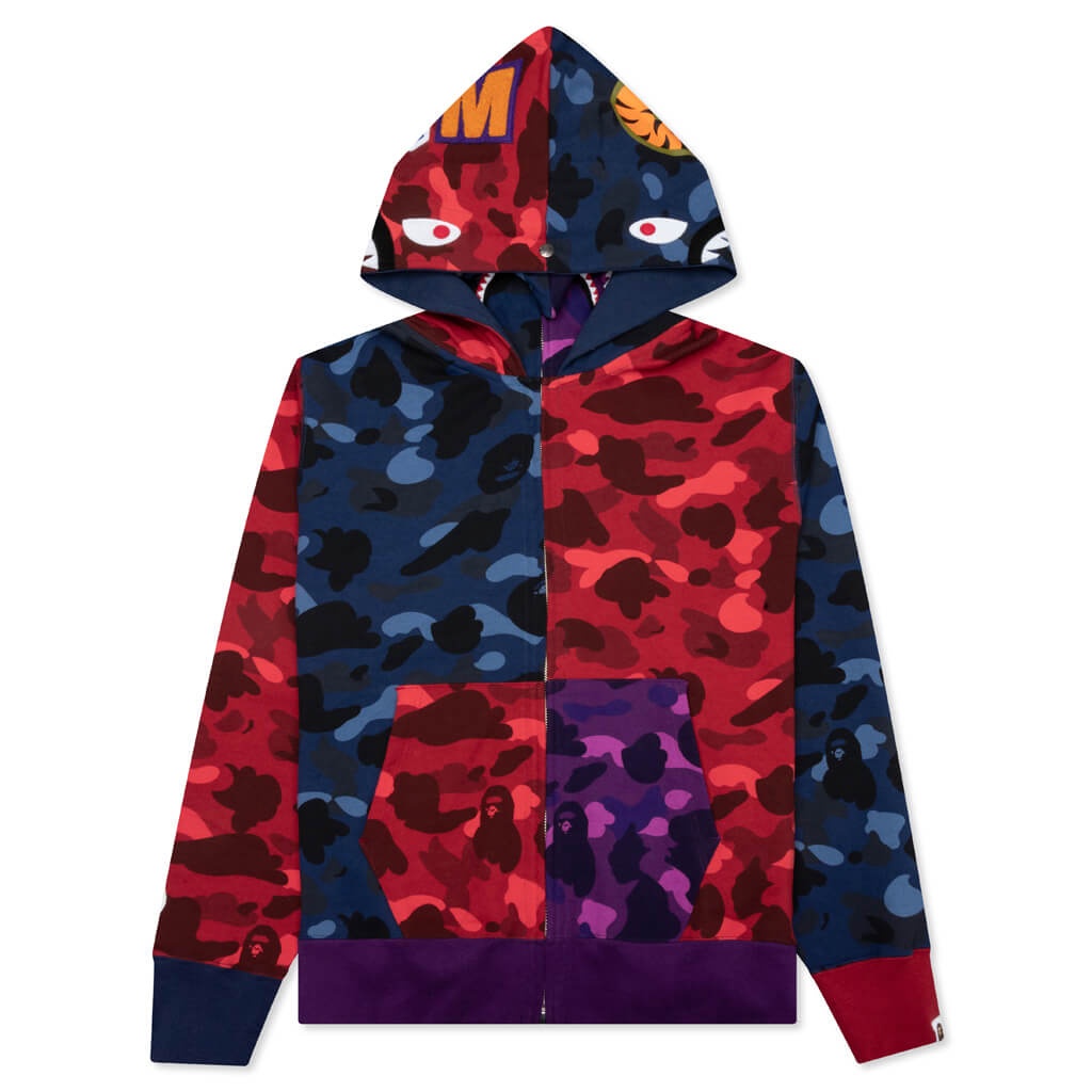 CRAZY SHARK WIDE FIT FULL ZIP DOUBLE HOODIE - MULTI - 1