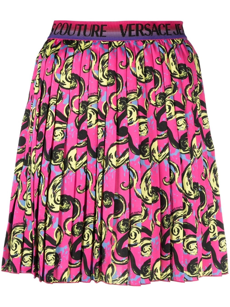 baroque-print pleated miniskirt 1