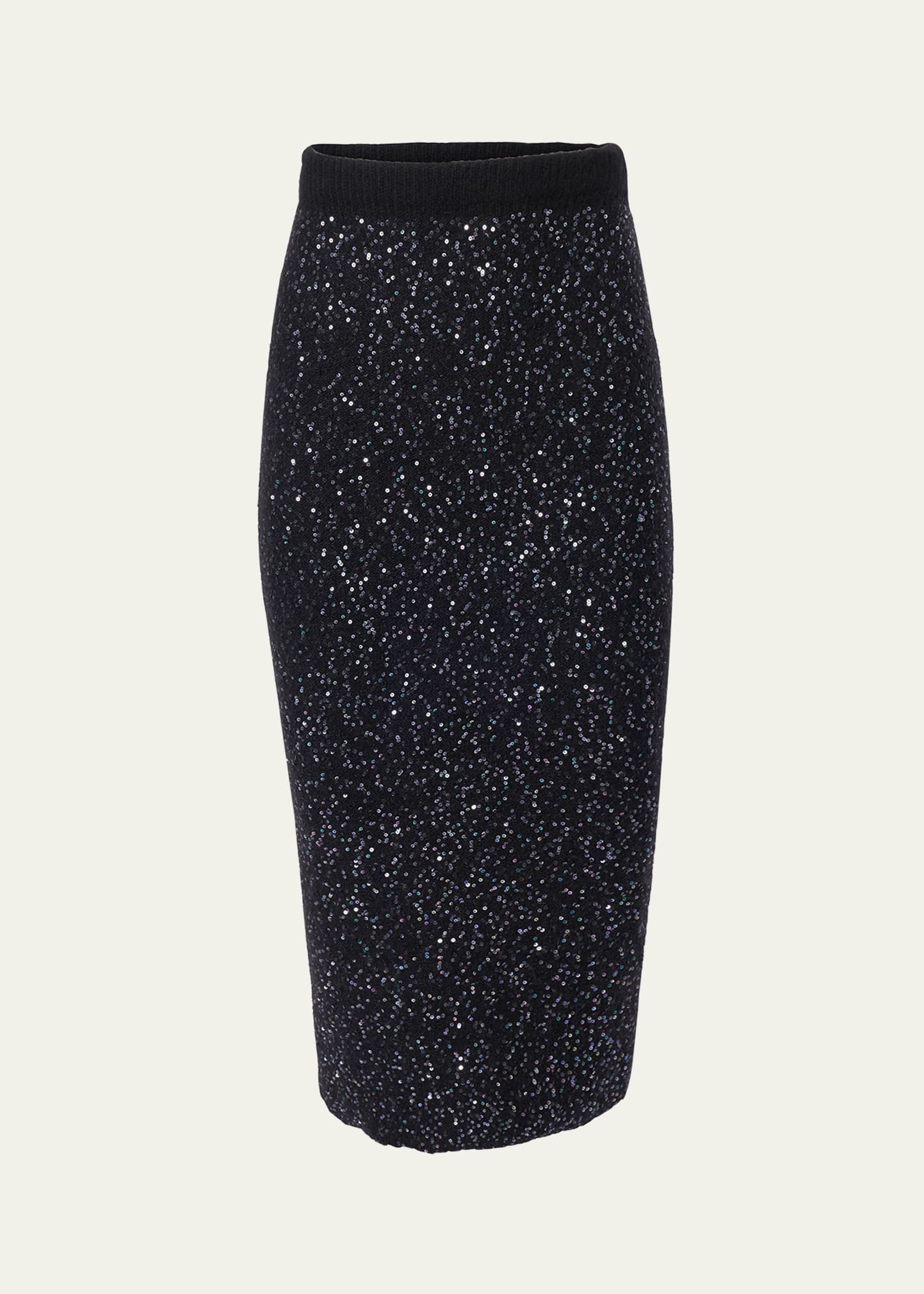 Sequined Knit Pencil Skirt - 1