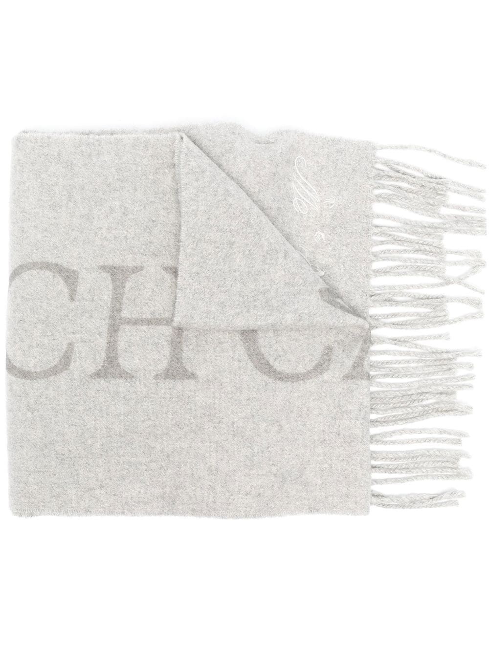 quote-motif fringed scarf - 1