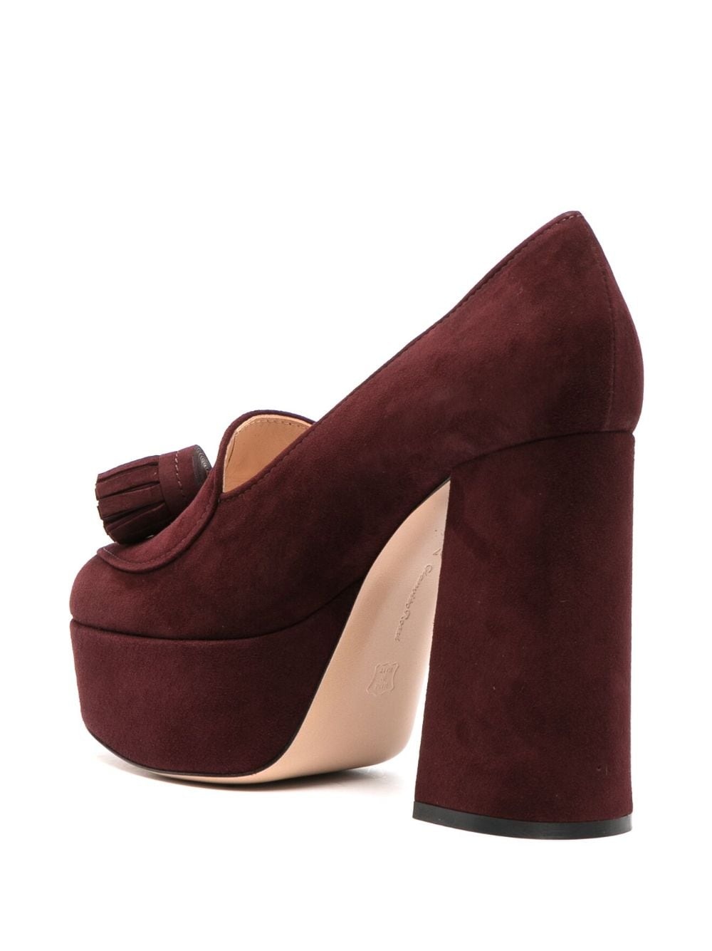 tassel-detail 125mm suede platform pumps - 3