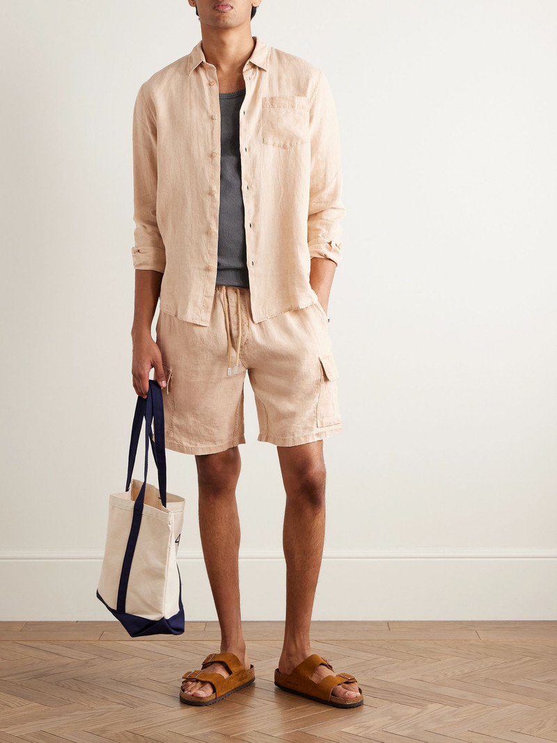 Vilebrequin Baie Straight-Leg Linen Drawstring Cargo Shorts Brown outlook