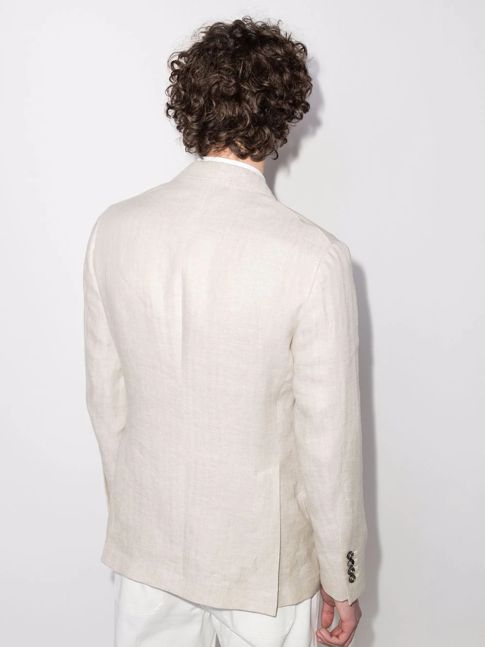 single-breasted linen blazer - 3