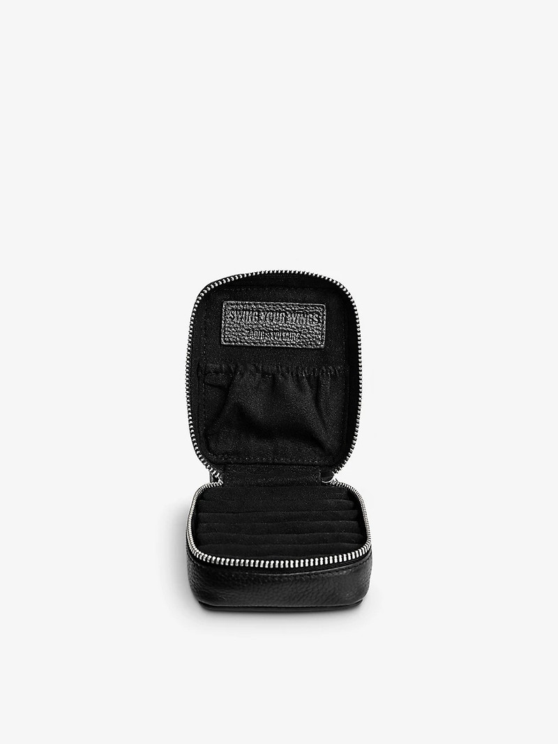 Swing Your Wings grained-leather pouch 3