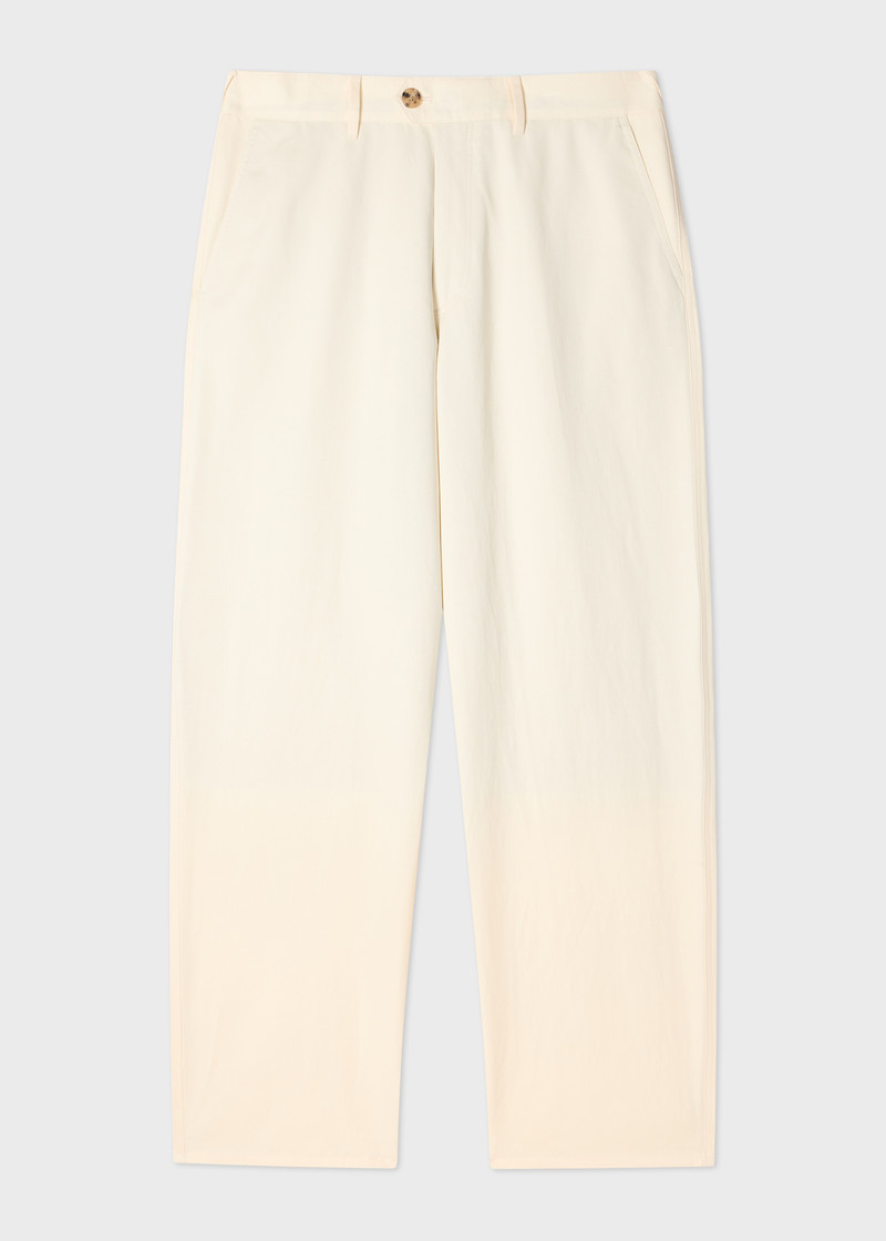Relaxed-Fit Ecru Cotton-Linen Chinos 1