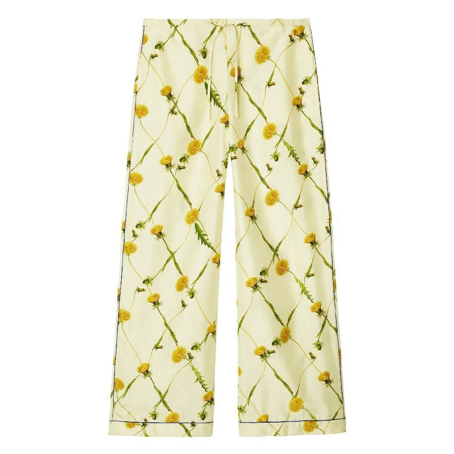 Burberry Drawstring Floral-Print Silk Pants - 5