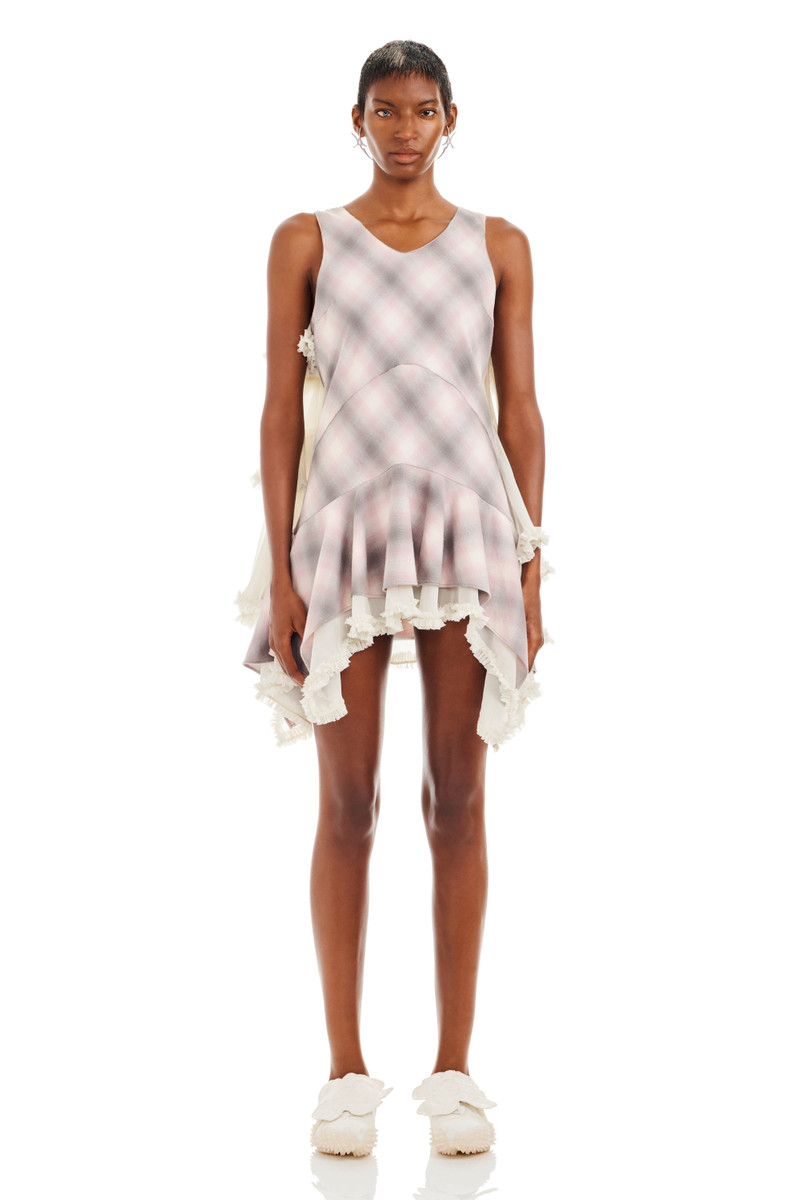 Collina Strada LAVENDER PLAID PHLOX MINI DRESS outlook