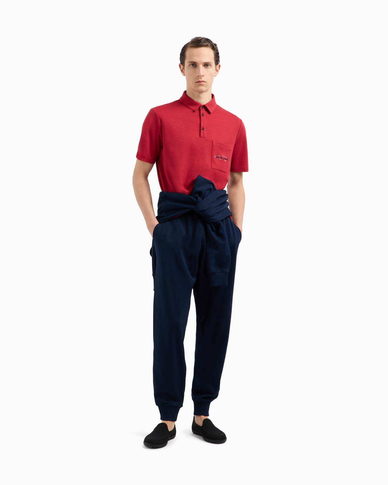 SHORT-SLEEVED COTTON AND SILK POLO SHIRT - 2