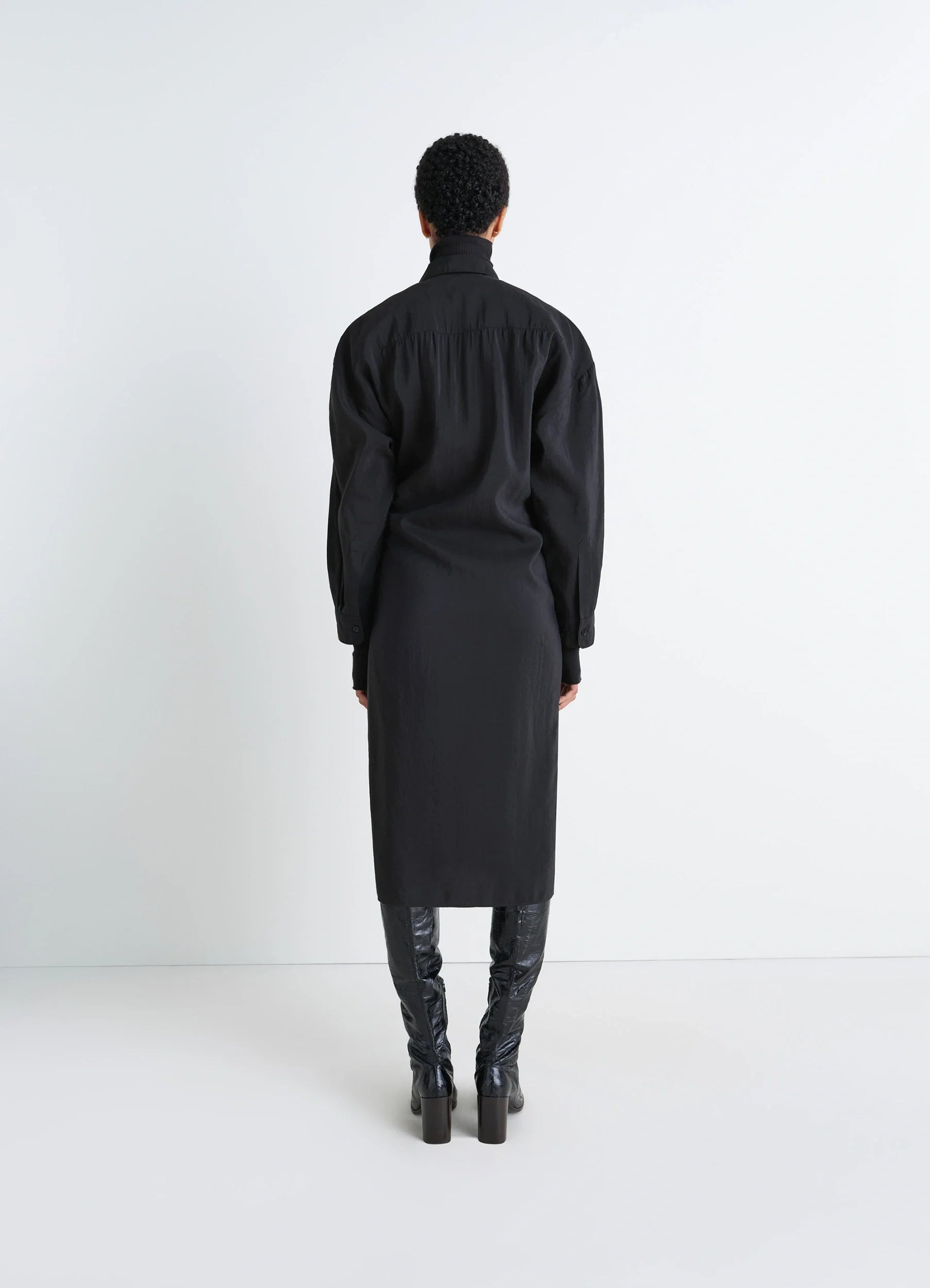 STRAIGHT COLLAR TWISTED DRESS - 4