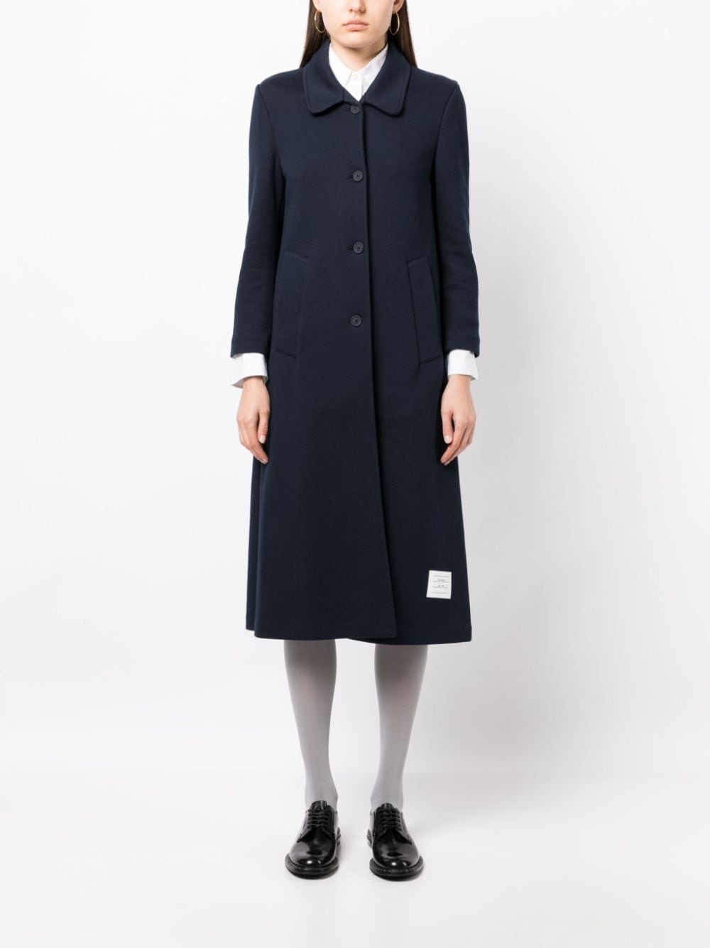 logo-patch single-breasted coat - 2