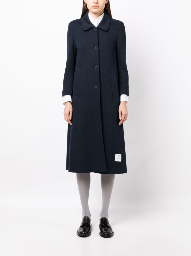 Thom Browne logo-patch single-breasted coat outlook
