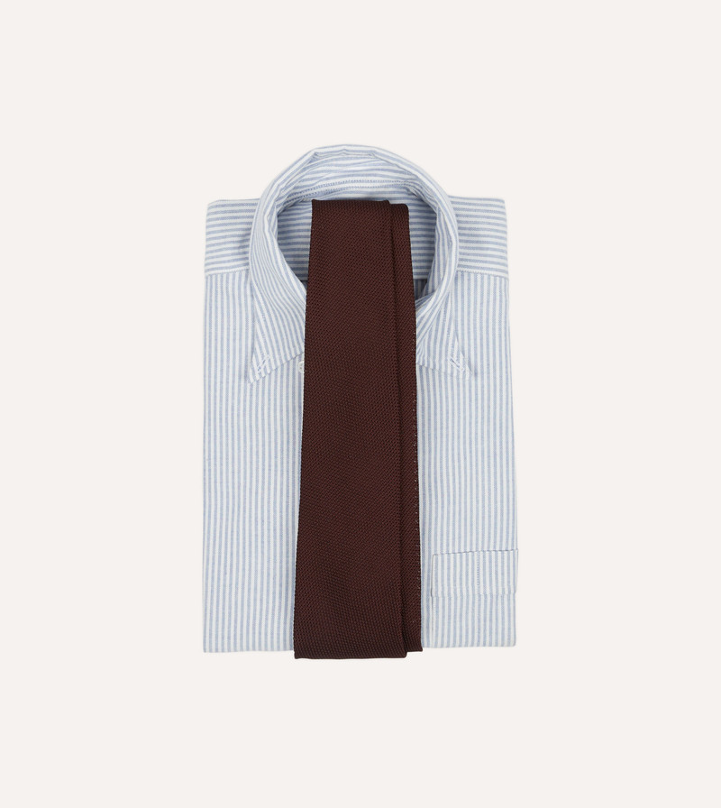Drake's Burgundy Fine Woven Grenadine Silk Hand Rolled Tie outlook
