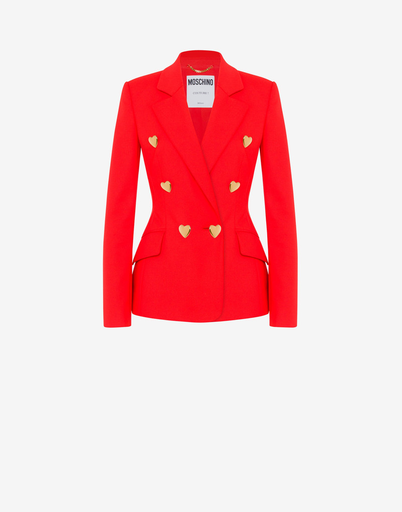 HEART BUTTONS STRETCH SATIN JACKET - 1