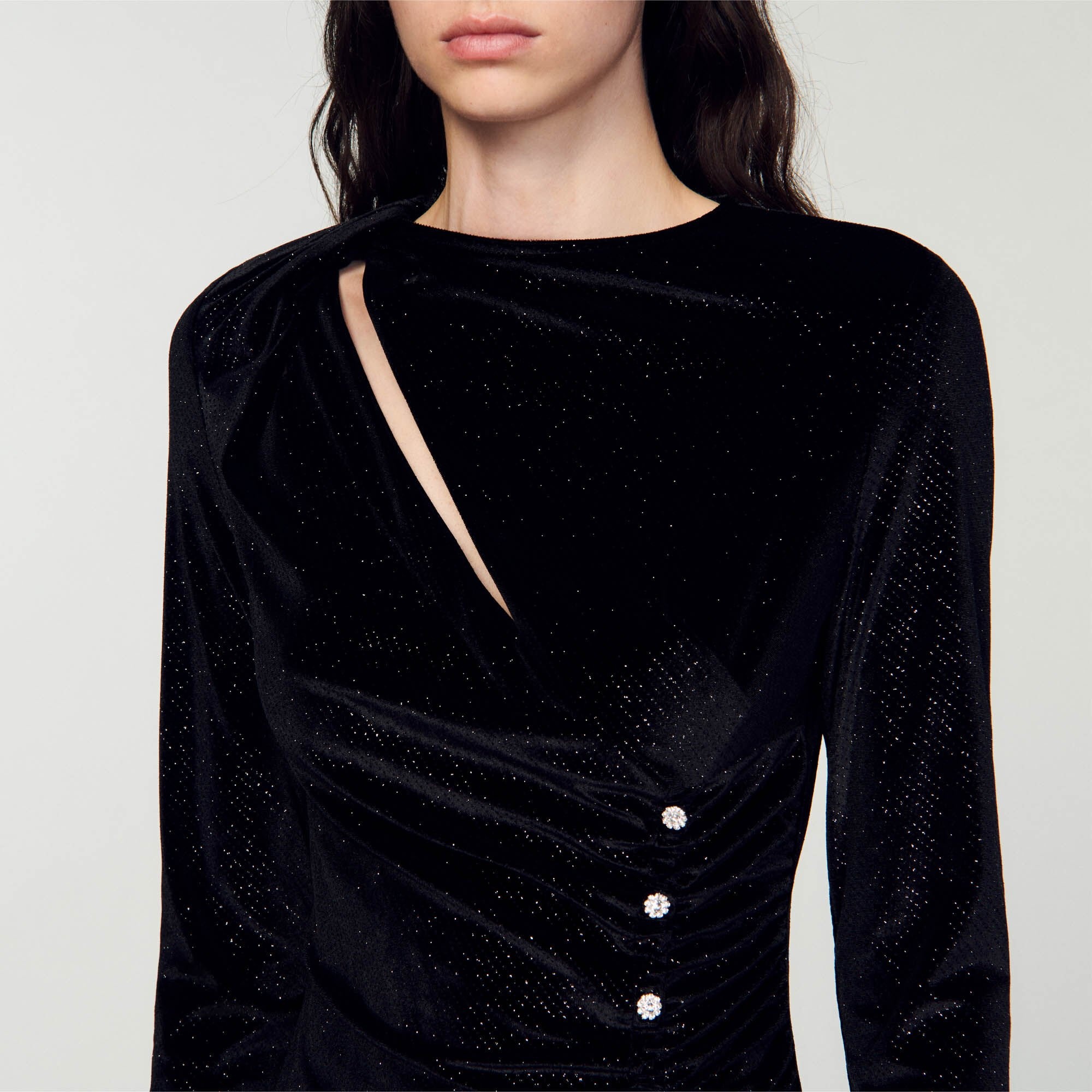 RHINESTONE VELVET DRESS - 4