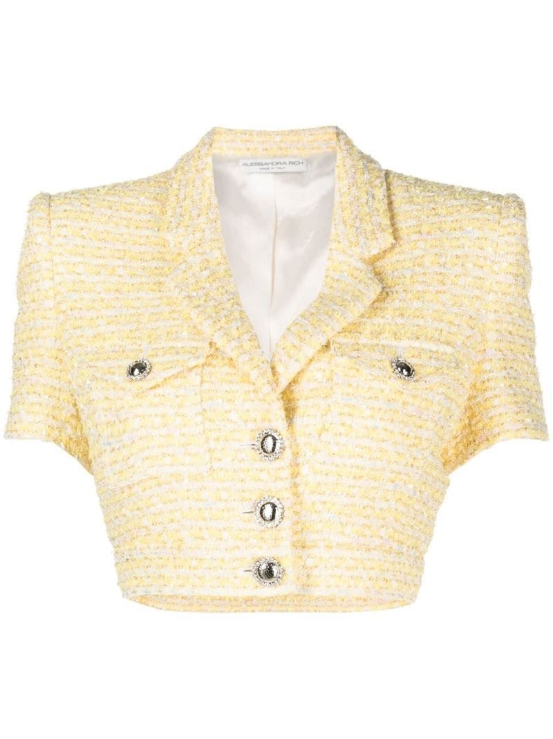 tweed short-sleeve cropped jacket - 1