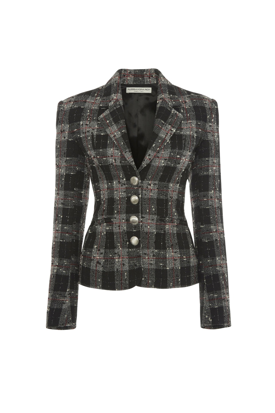 CHECKED LUREX WOOL JACKET - 1