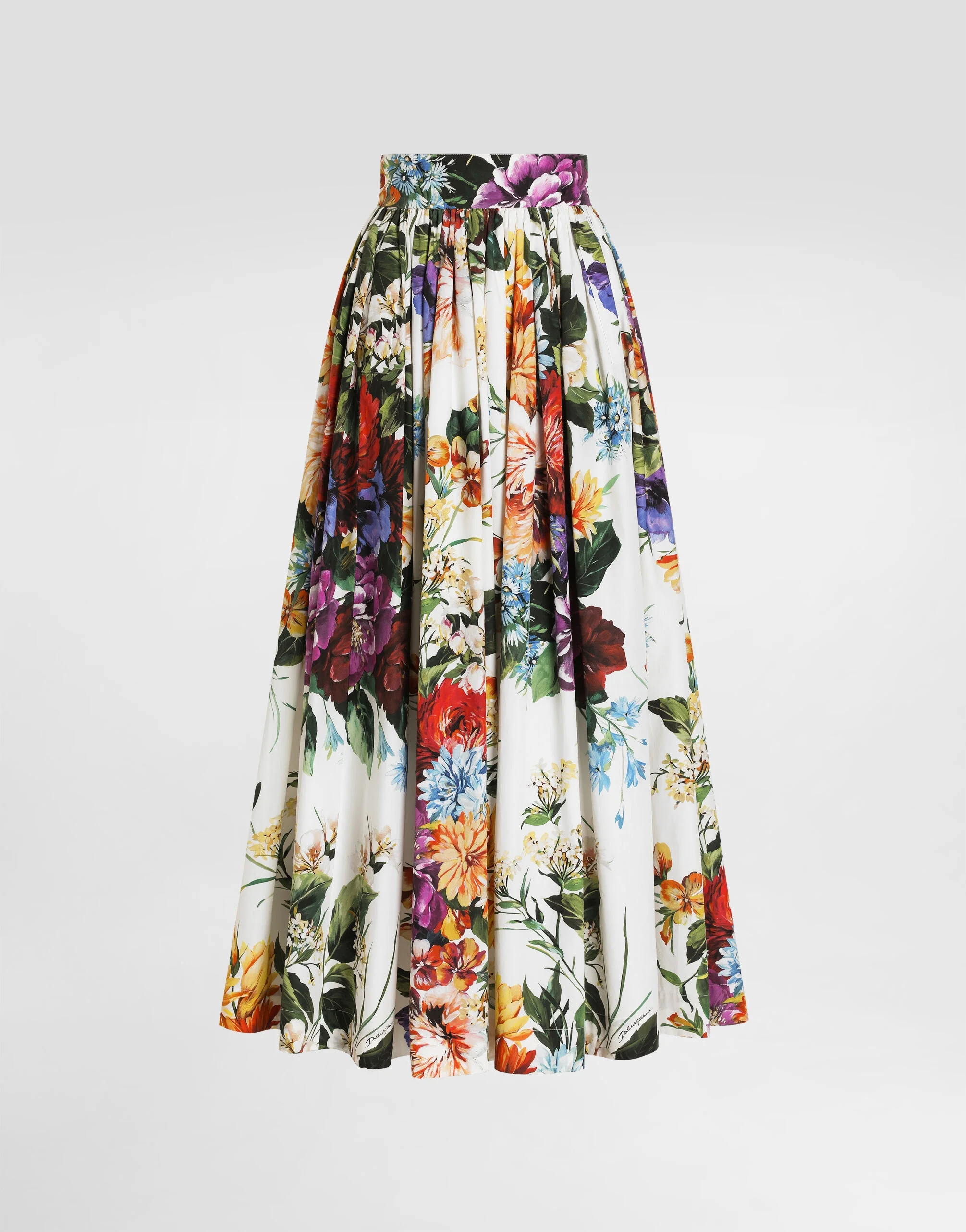 Bouquet flower-print wide skirt - 1