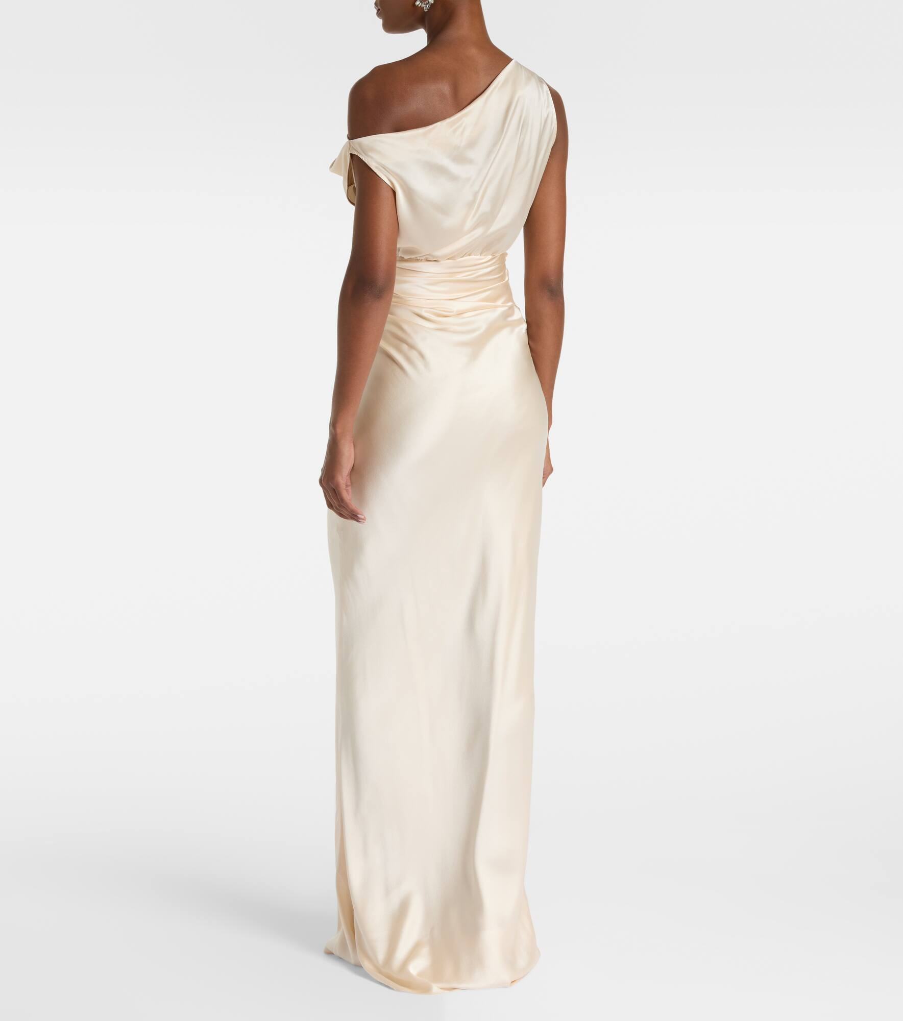 Draped silk satin gown - 3