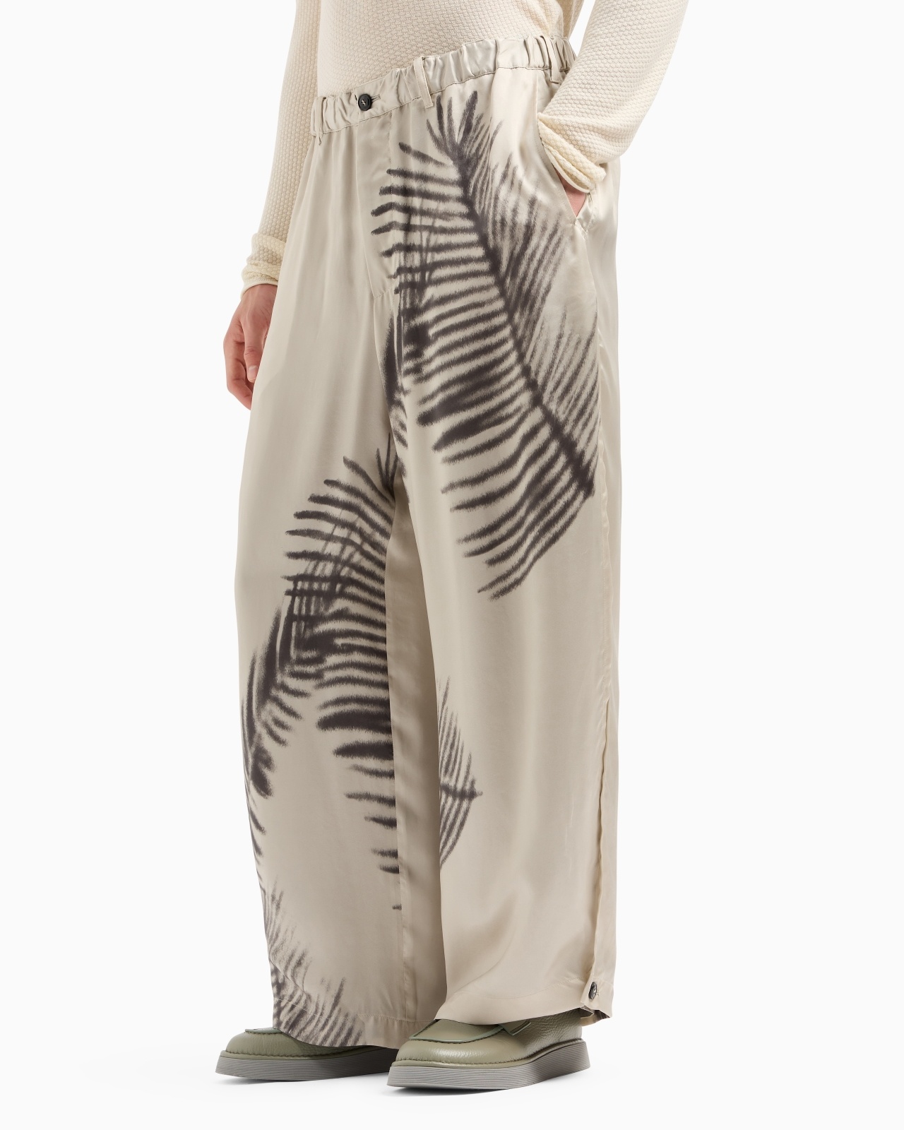 PRINTED CUPRO WIDE-LEG TROUSERS - 4