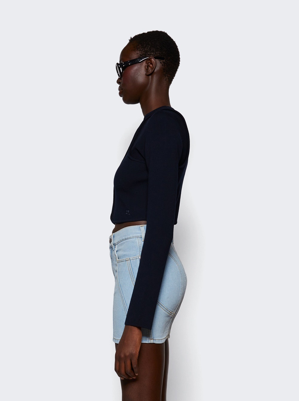 Scuba Cut Out Knit Cardigan Navy - 4