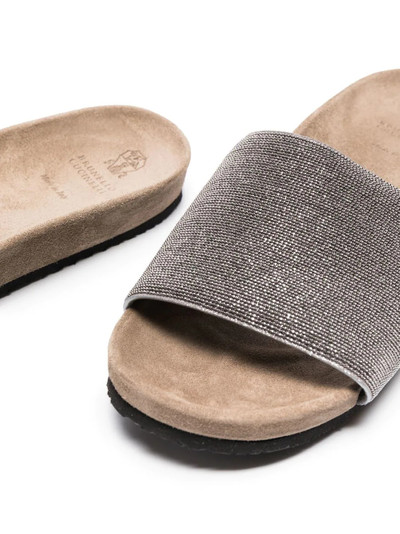 Brunello Cucinelli crystal-embellished slides outlook