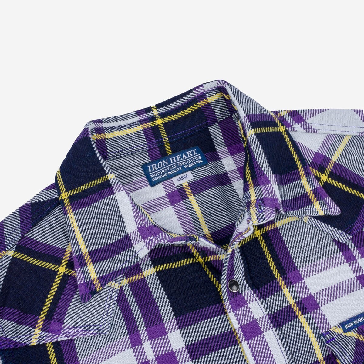 IHSH-390-PUR 9oz Selvedge American Check Western Shirt - Purple - 9