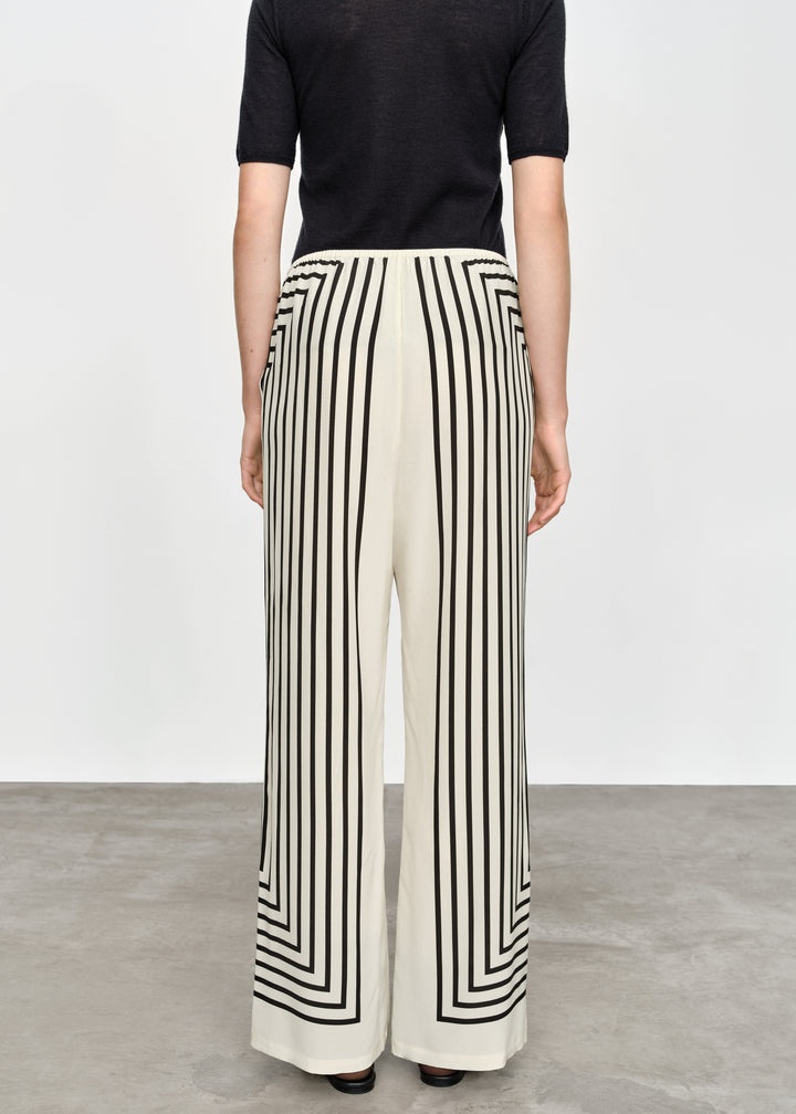 Monogram silk slacks creme - 4