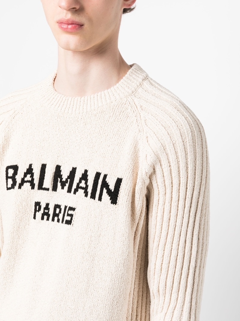 intarsia-knit logo jumper - 5