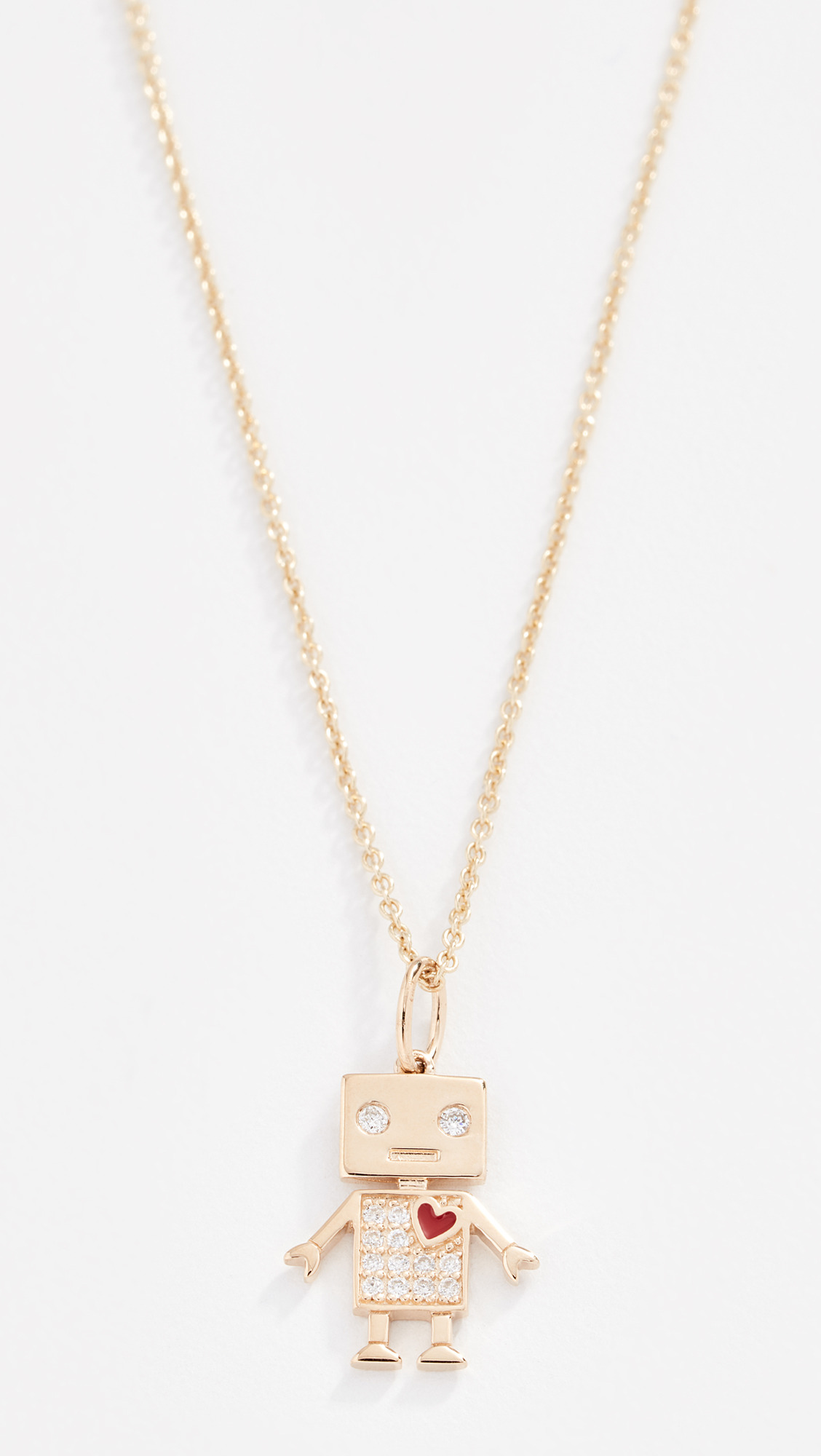 14k Gold Love Robot Necklace - 4