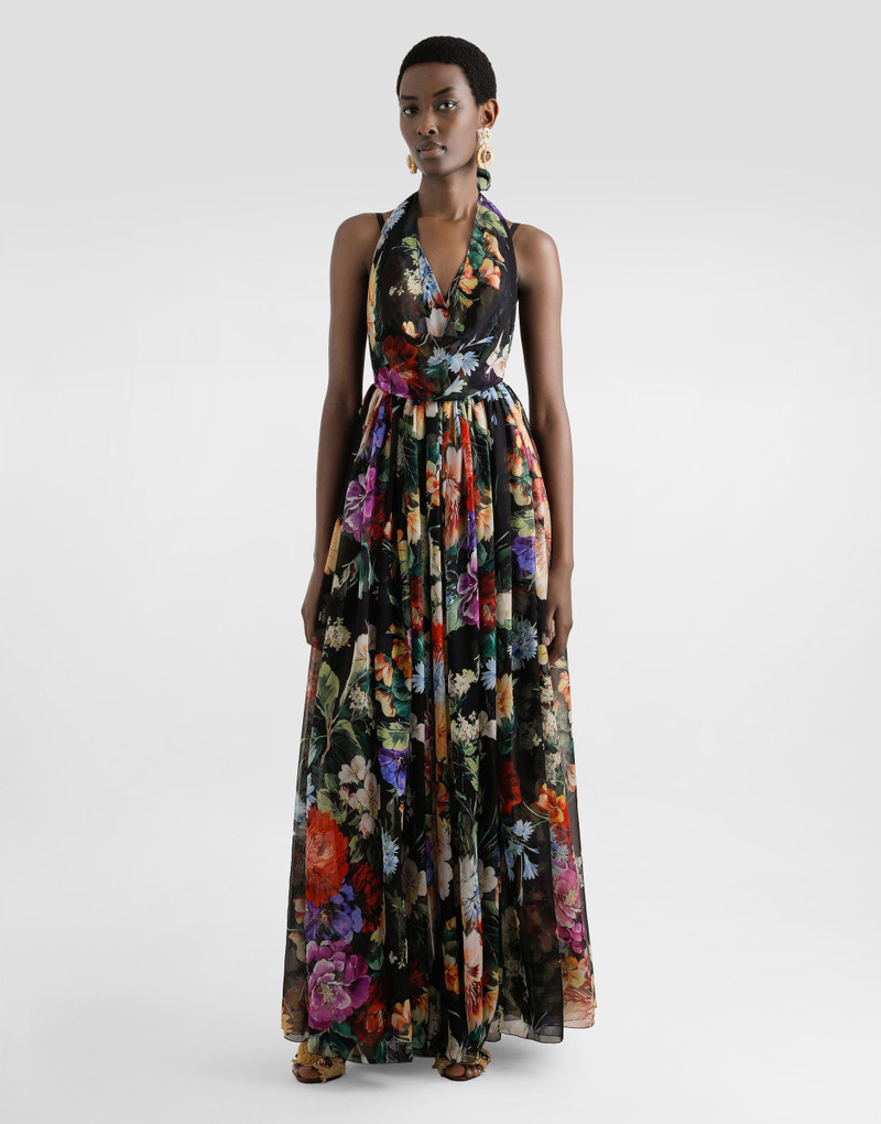 Dolce & Gabbana Flower bouquet-print long chiffon dress outlook