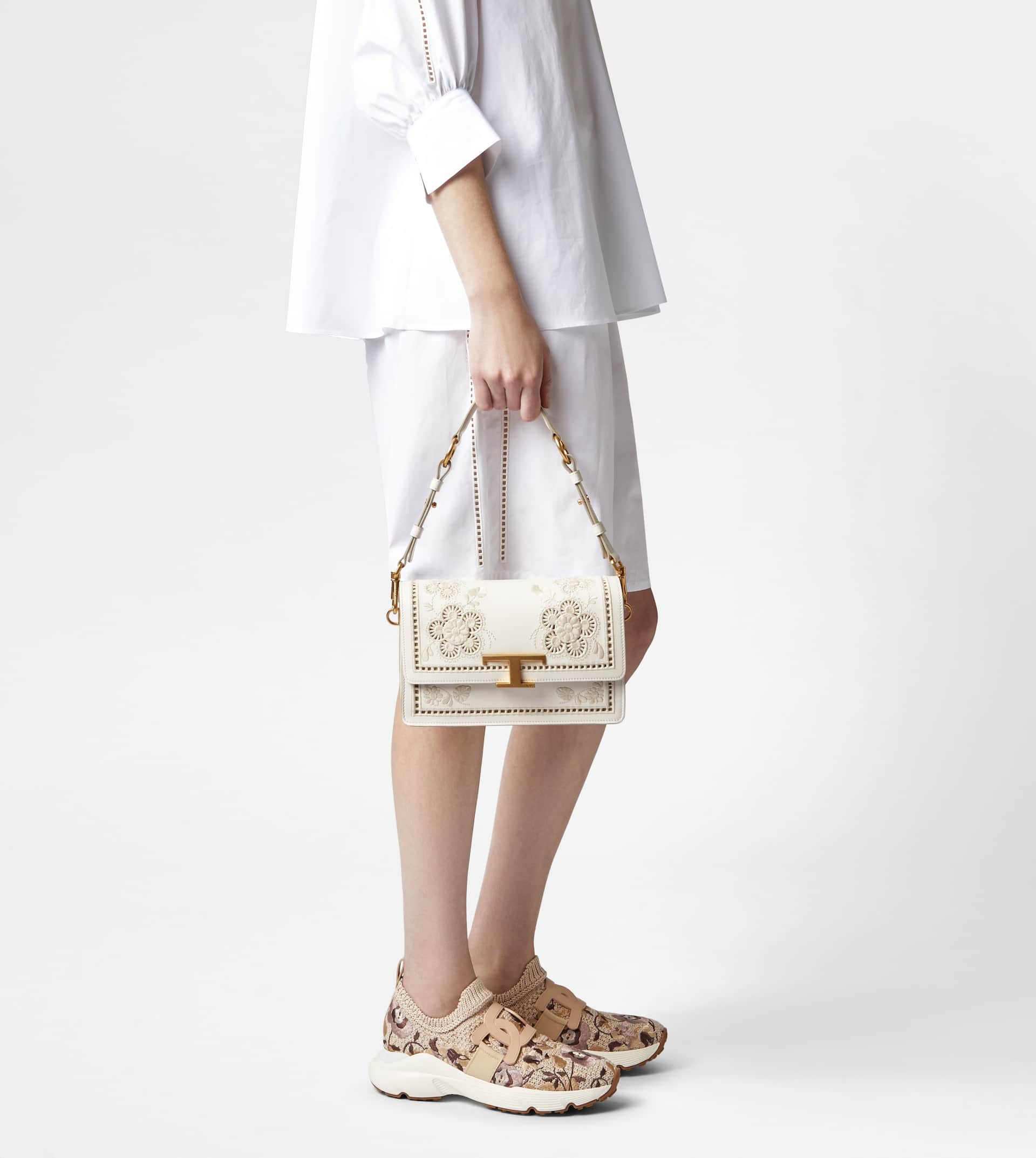 T TIMELESS SHOULDER BAG IN LEATHER MINI - WHITE - 3