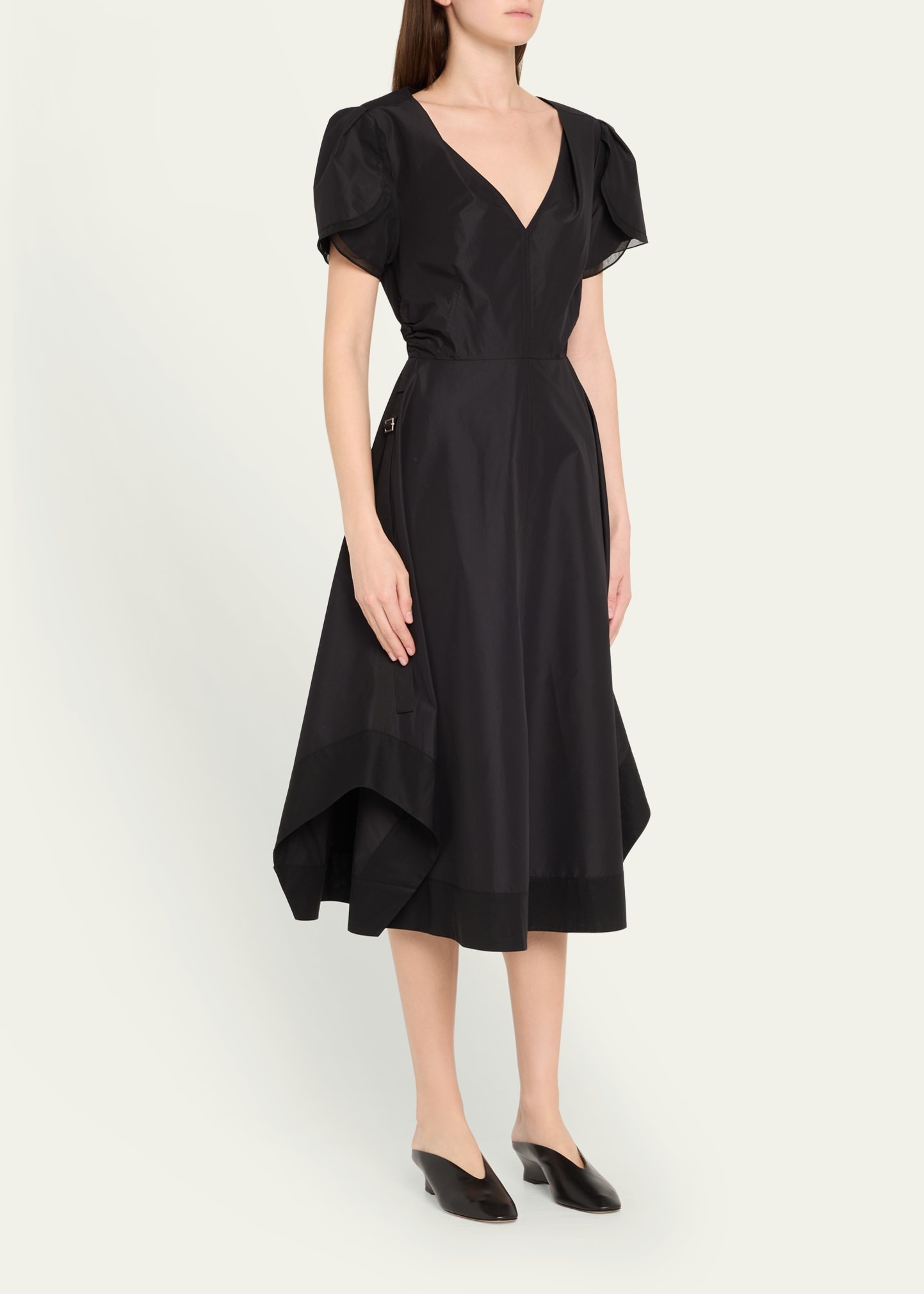 V-Neck Tulip-Sleeve Midi Dress - 4