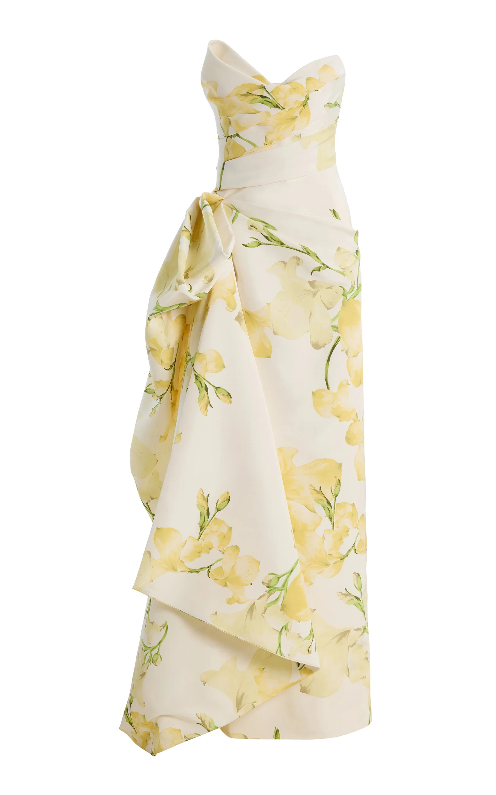 Strapless Draped Bodice Gown yellow - 1