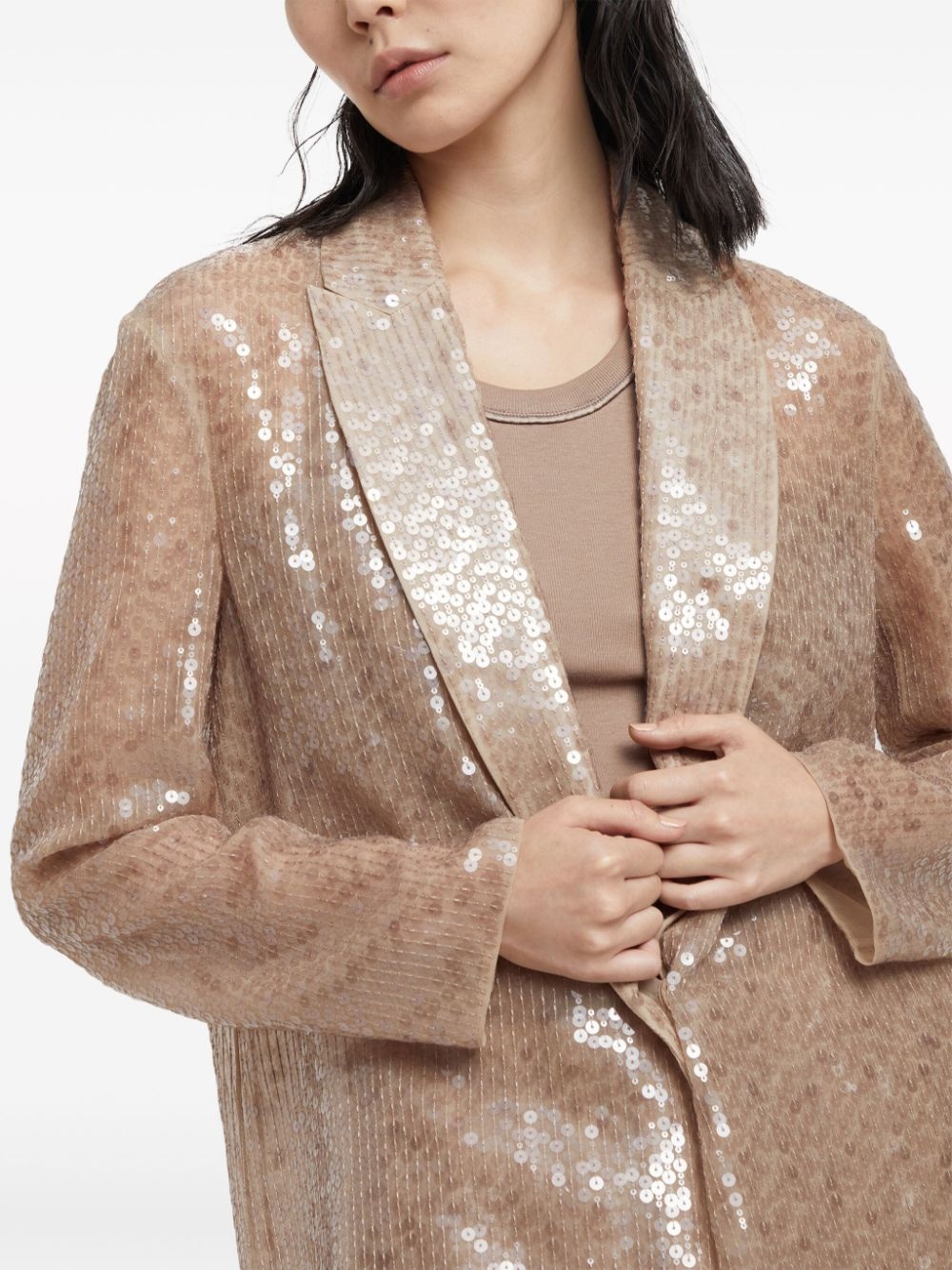 sequinned silk single-breasted suit - 4